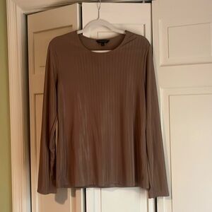 Brown ribbed long-sleeve crewneck top by Banana Republic knit.